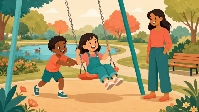 Artwork for the exercise “Present Continuous - At the Park”
