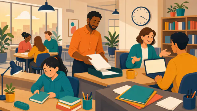 Artwork for the exercise “Demonstrative Adjectives - At Work”